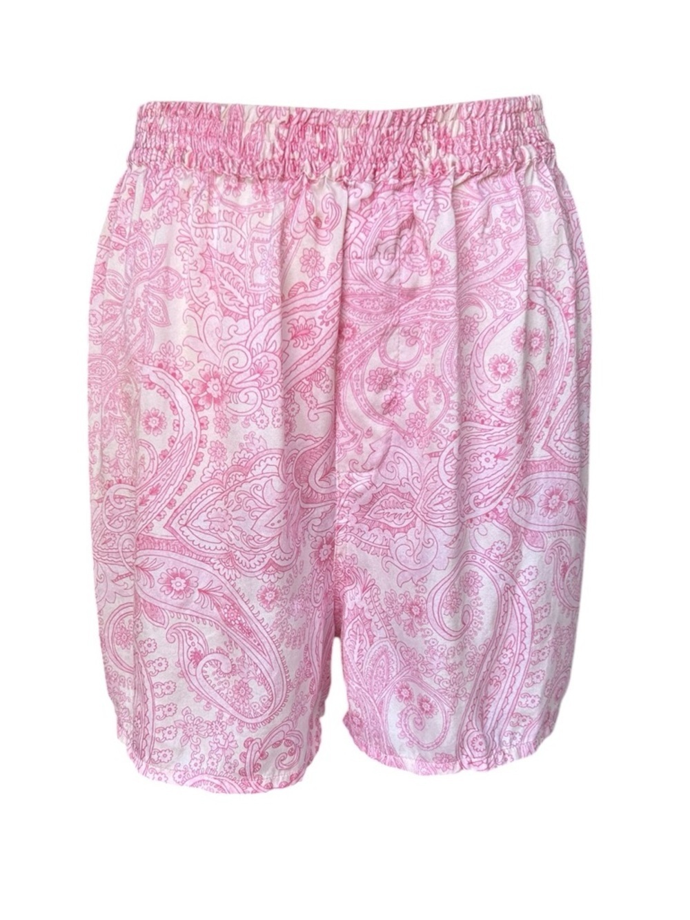 Frankie's Bikinis Pink Paisley Elastic-Waist Bermudas Medium
